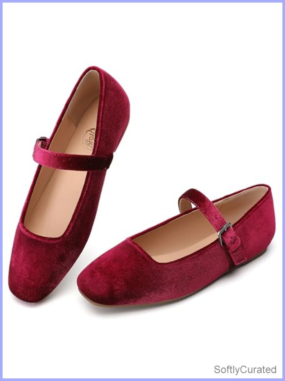 Velvet Mary Jane Flats Woven Squared Toe Comfort Dressy Shoes